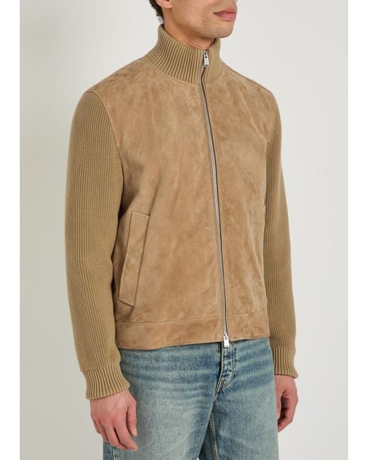 Boss Brown Knit Suede Jacket for men