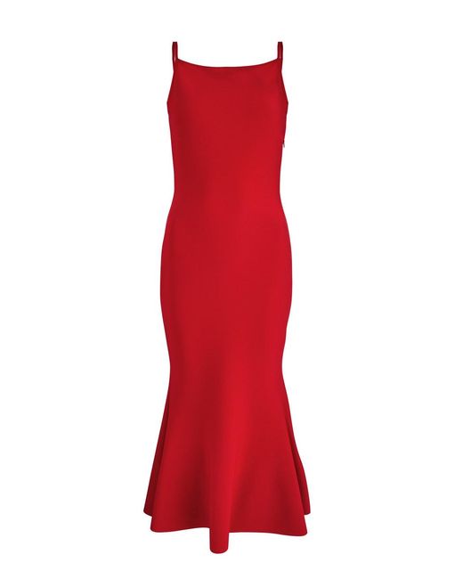 Alexander McQueen Red Stretch-Knit Peplum Midi Dress