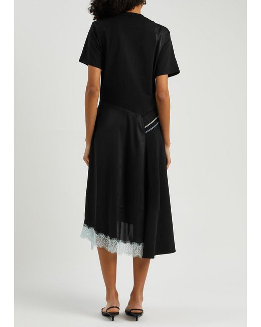 3.1 Phillip Lim Black Deconstructed Cotton T-shirt Midi Dress