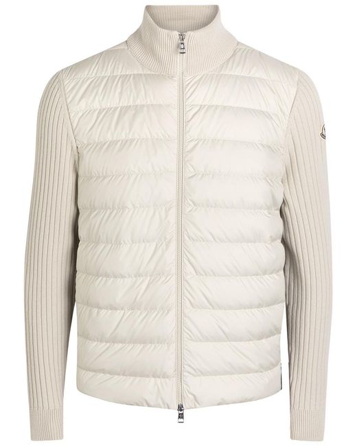 Moncler White Quilted Shell And Knit Jacket for men