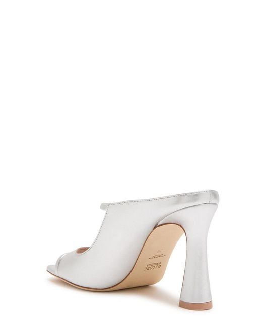 Malone Souliers White Rania 90 Metallic Leather Mules