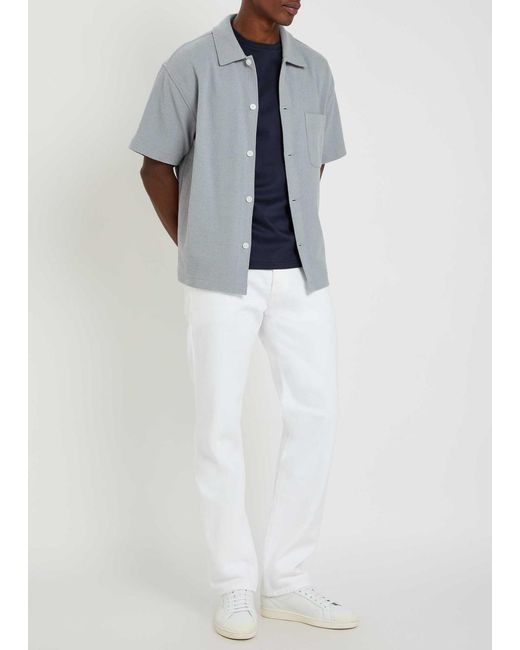 FRAME Gray Textured-Knit Cotton-Blend Shirt for men