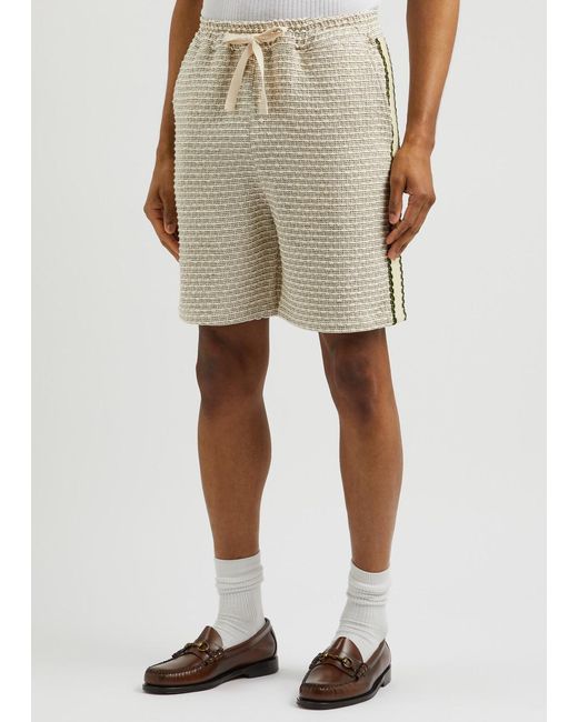 Drole de Monsieur Natural Striped Bouclé Tweed Shorts for men