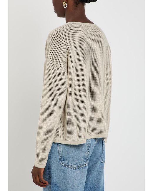 Eileen Fisher Natural Open-Knit Linen And Cotton-Blend Jumper