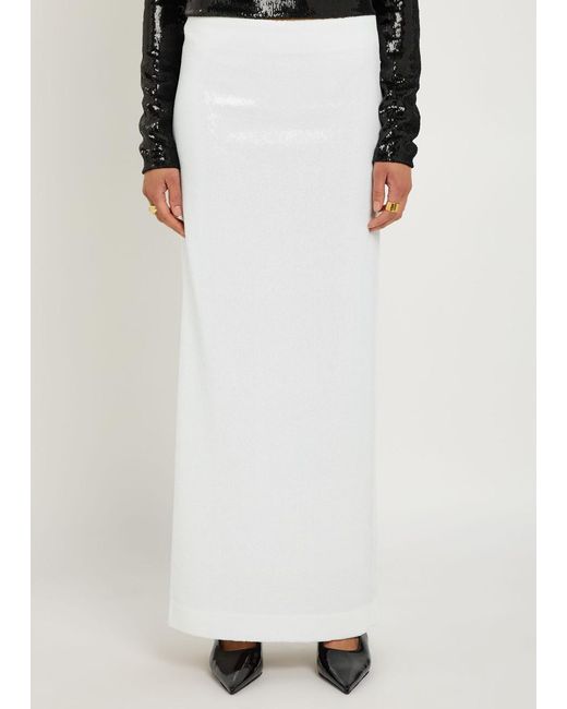 Totême White Sequin Midi Skirt