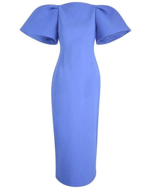 Solace London Blue Lora Crepe Midi Dress