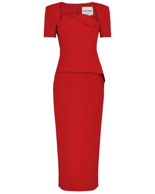 Roland Mouret Peplum Midi Dress in Red | Lyst UK Roland Mouret Peplum Midi Dress in Red | Lyst UK