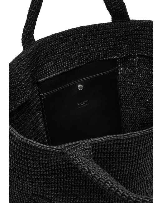 Saint Laurent Black Logo-Embossed Raffia Tote for men