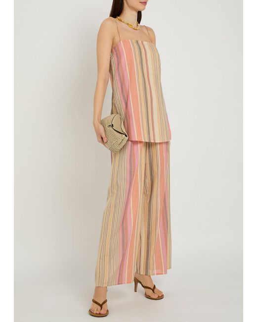 Faithfull The Brand Pink Aina Striped Cotton Top