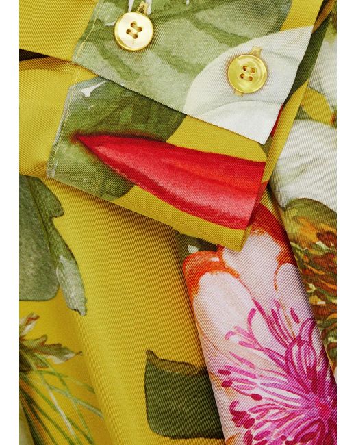 Marina Rinaldi Yellow Leandro Floral-print Silk Blouse