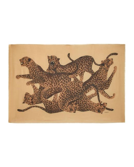 Saint Laurent Natural Leopard Wool Scarf