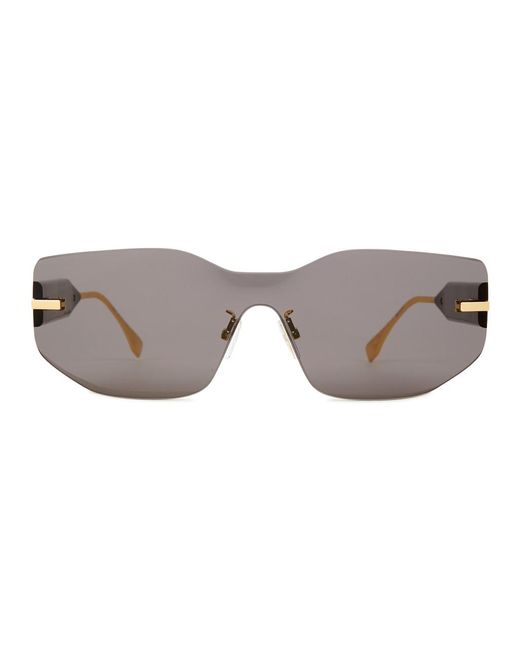 Fendi Brown Graphy Rimless Shield Sunglasses