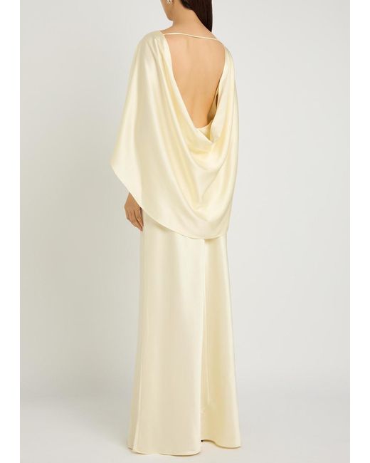 Heirlome Natural Anna Cape Silk Maxi Dress