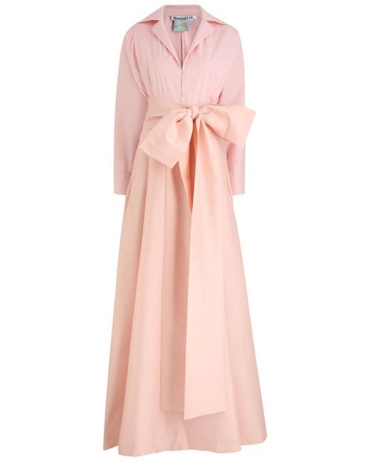 BERNADETTE Pink Beatrice Cotton-Blend Maxi Shirt Dress