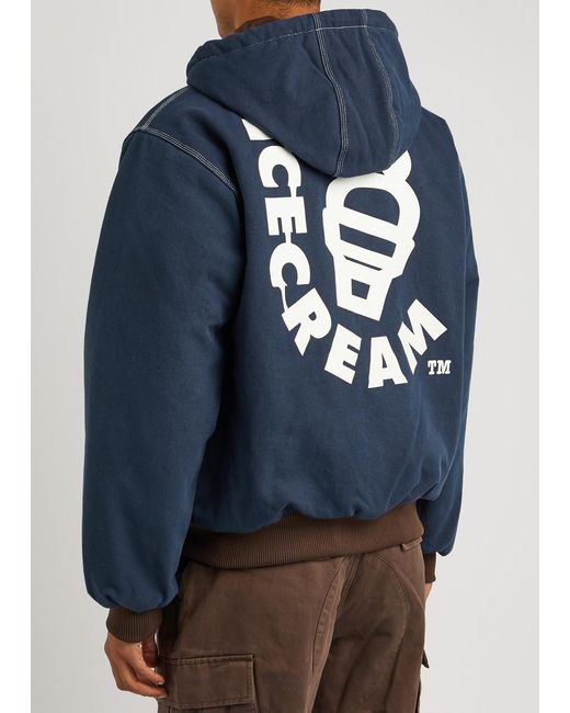 ICECREAM Blue Work Logo-print Canvas Jacket for men