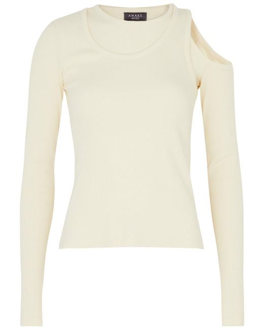 A.W.A.K.E. MODE Natural A. W.a. K.e Mode Asymmetric Layered Stretch-cotton Top