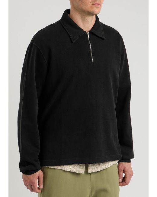 Our Legacy Black Lad Half-Zip Cotton Sweatshirt for men