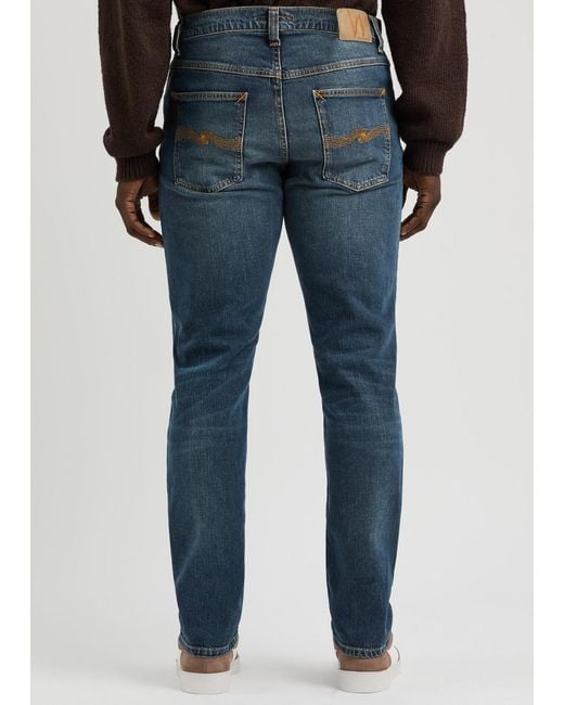 Nudie Jeans Blue Solid Ollie Slim-Leg Jeans for men