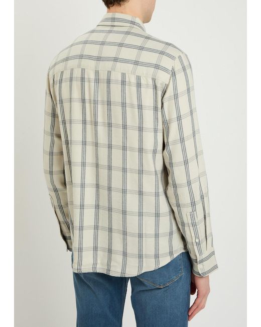 PAIGE White Everett Checked Flannel Shirt for men