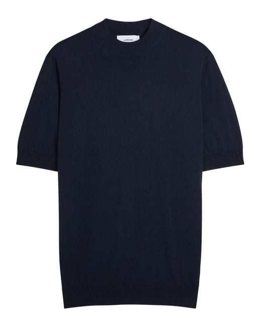 Lardini Blue Fine-Knit Cotton T-Shirt for men