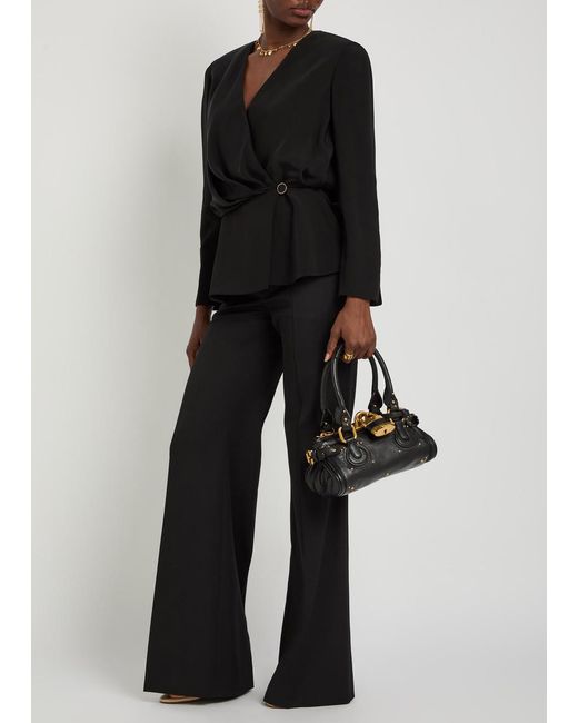 Chloé Black Draped Woven Wrap Blouse
