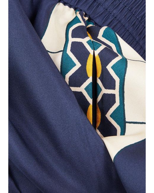 LaDoubleJ Blue Printed Silk-Twill Trousers
