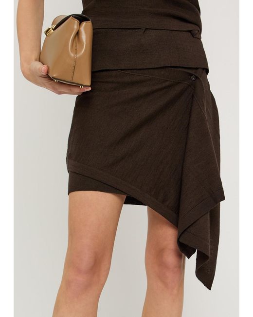 Lemaire Brown Buttoned-Panel Fine-Knit Mini Skirt