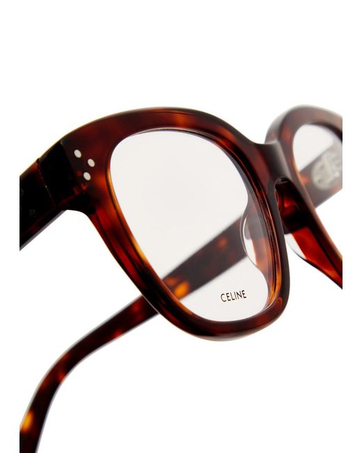 Céline Brown Square-Frame Optical Glasses, Glasses, Can Be Fitted With Prescription Lenses, Designer-Engraved Arm