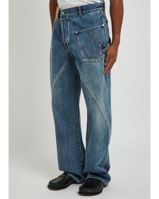 J.W. Anderson Blue Twisted Workwear Straight-Leg Jeans for men