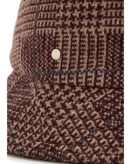 Inverni Brown Prince Of Wales Wool-blend Bucket Hat