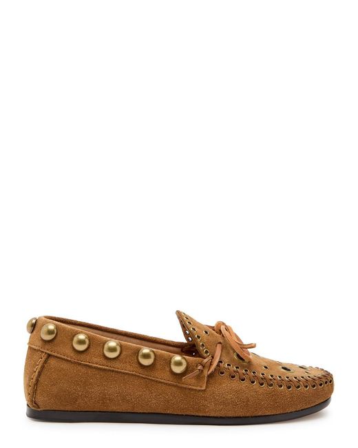 Isabel Marant Brown Fitza Studded Suede Loafers