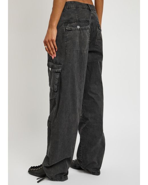 Ganni Black Washed Cotton Trousers