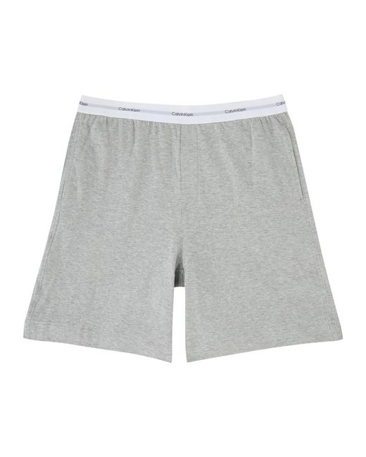 Calvin Klein Gray Logo Stretch-Cotton Pyjama Shorts for men