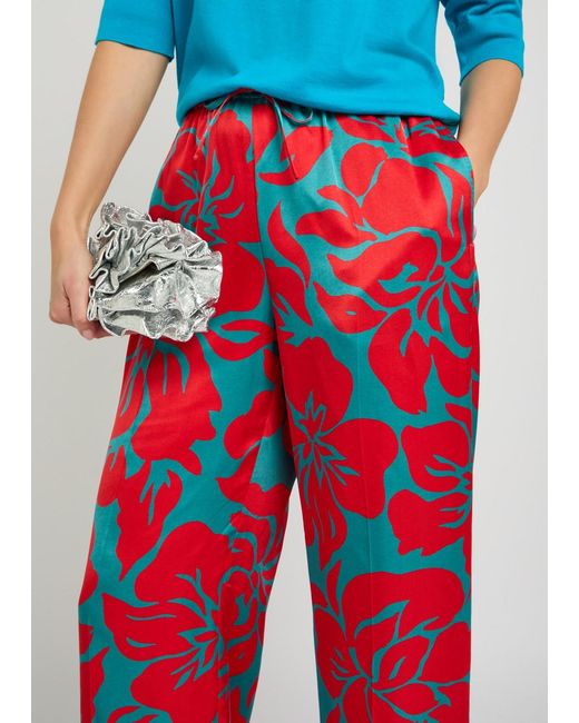 Dries Van Noten Red Puvis Patterned Satin Trousers