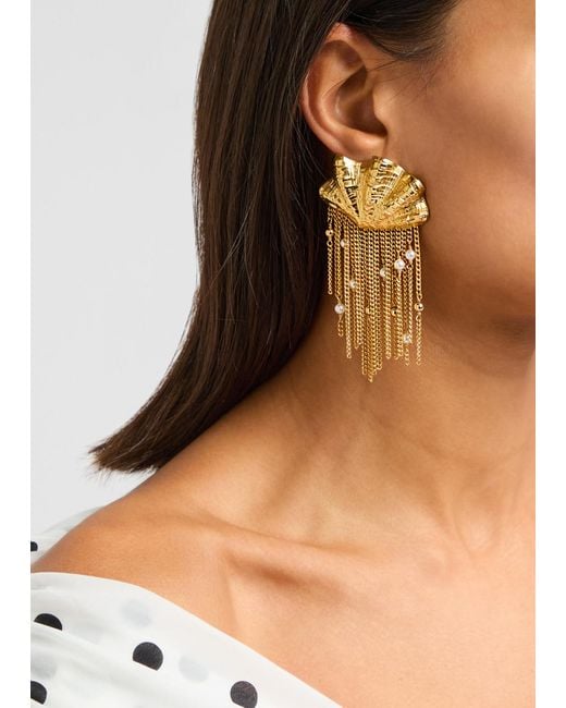 Chloé Metallic The Chloé Shells Fringed Drop Earrings