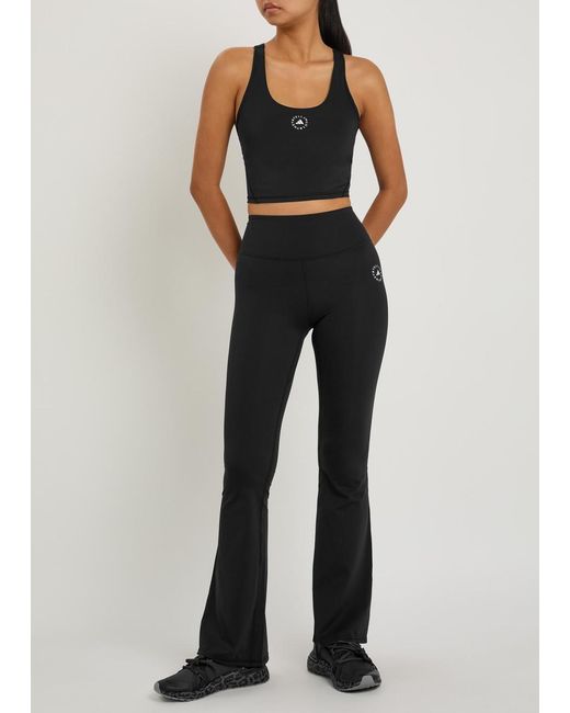 Stella McCartney Black Adidas X Logo-Print Cropped Stretch-Jersey Top