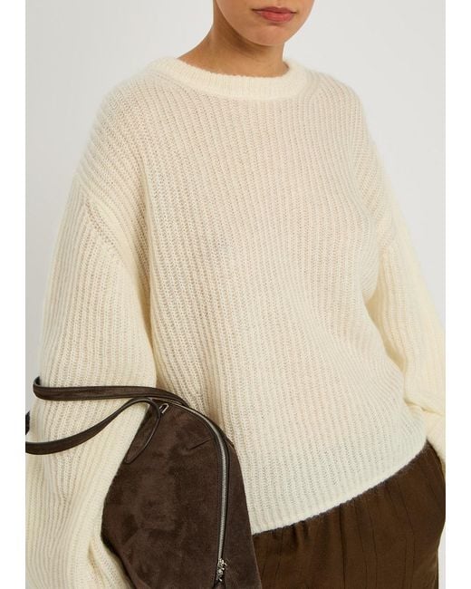 Totême White Ribbed-Knit Mohair-Blend Jumper