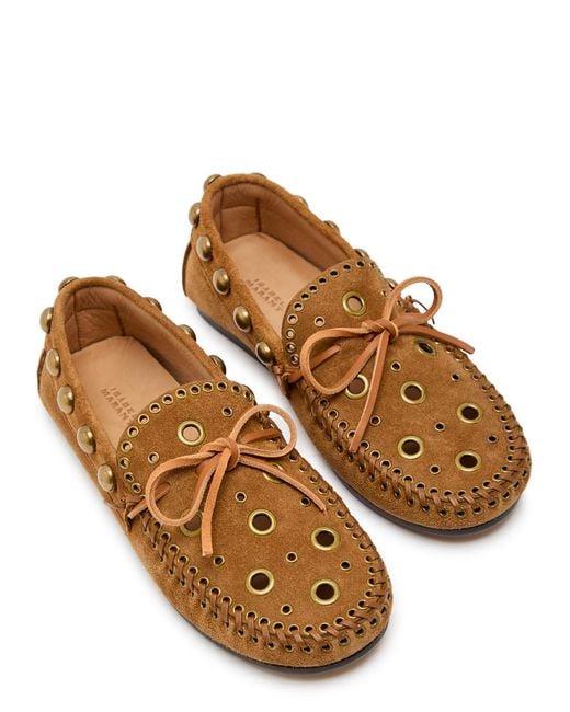 Isabel Marant Brown Fitza Studded Suede Loafers