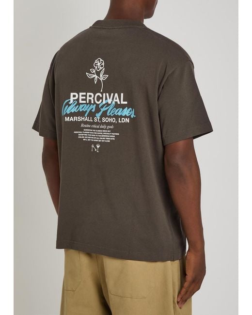 Percival Green Printed Cotton T-Shirt for men