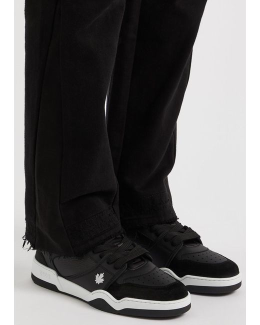 DSquared² Black Spiker Panelled Leather Sneakers for men