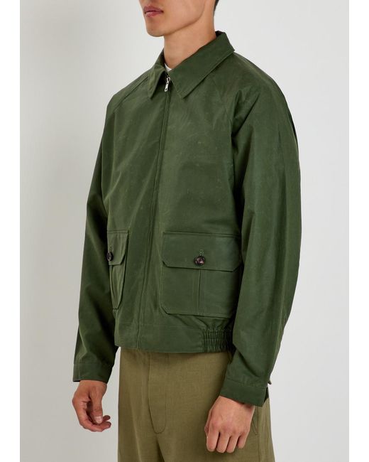 Bode Green Waxed Cotton Jacket for men