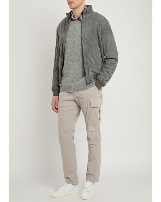 Polo Ralph Lauren Gray Suede Bomber Jacket for men