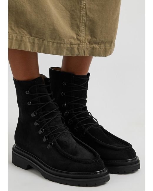 LEGRES Black College Suede Ankle Boots