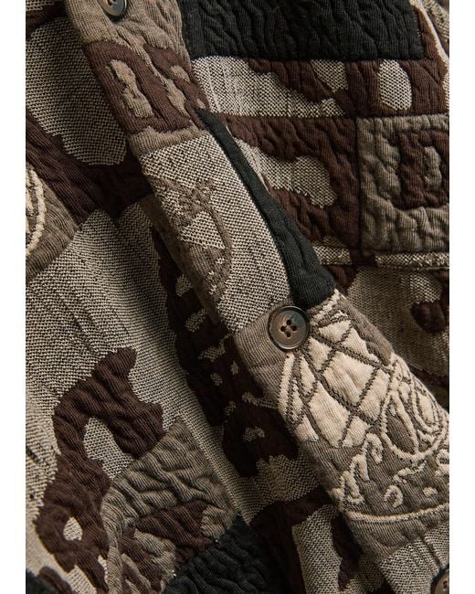 Les Deux Black Kaleb Patchwork-Jacquard Woven Overshirt for men
