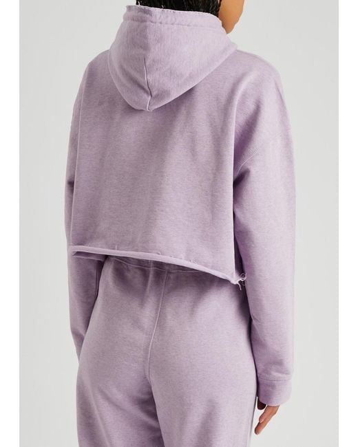 Ganni Purple Isoli Hooded Cropped Cotton Sweatshirt