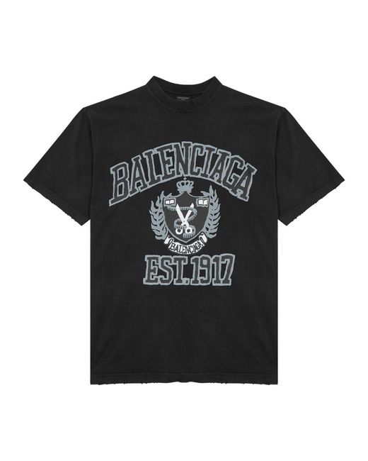 Balenciaga Black Diy College Printed Cotton T-Shirt for men