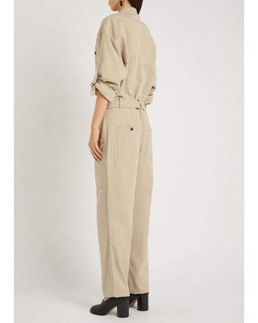 Isabel Marant Natural Nessime Panelled Cotton And Linen-Blend Jumpsuit
