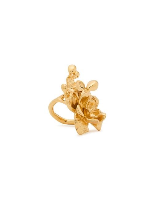 Chloé Metallic Floral Sculpted Ring