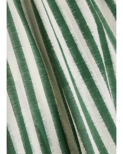 Emporio Sirenuse Green Azzurra Striped Cotton Midi Dress