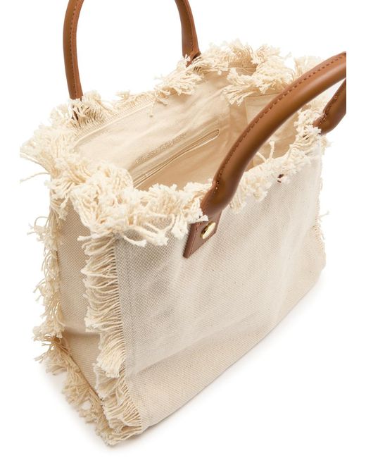 Melissa Odabash Natural Porto Cervo Canvas Top Handle Bag